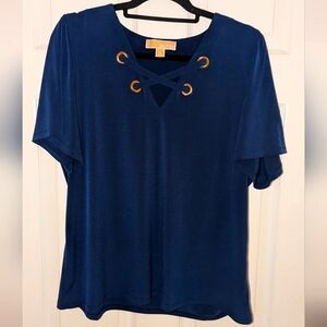 Michael Kors Navy Lace Up Blouse